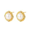 Stud Earrings Dainty Pearl For Women Gold Color Personality Fashion Simple Jewelry Elegant Wedding Accessories