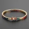 Bracelet hip hop simple chaîne de tennis de couleur 4 mm avec bracelet de plis de zircon carré