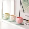 コーヒーポットチューリップフラワーマークセラミックカップとプレートセットビンテージハイビューティーの絶妙なピンクレッドアフタヌーンティー