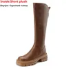 Boots MoonMeek 2024 Genuine Leather Knee High Zipper Thick Heels Women Ladies Winter Autumn