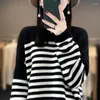 Casual Dresses Women Clothing Wool Knitted 2024 Arrival Winter/ Autumn Round Neck Black And White Stripes Style Female Jumpers