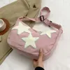 Shoulder Bags Women Canvas Messenger Bag Versatile Star Adjustable Strap Pentagram Satchel Zipper Tote Student Book