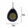 Pendant Necklaces Natural Stone Water-Drop Shape Aura Pendants Necklace Engraved Flower Of Life Reiki Symbol Creative Amet Healing Cry Dh7En