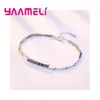 Charm Bracelets Unique 925 Sterling Silver Women Chains Bracelet With White/Purple Shiny Crystals Wristlet Lovely Gifts For Girlfreind