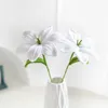 Decorative Flowers Creative Handmade Wool Crocheted Milk Cotton Lily Flower Decoration Simulation Bouquet Gift Blue Pink Yellow Purple White