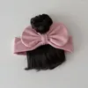 Accessori per capelli Bowknot Bande per bambini con parrucca cotone grazioso panoramica per neonati brani realistici traspiranti chignons fascia pografia oggetti di scena