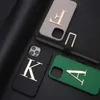 Cep Telefon Kılıfları Özel Adı Büyük Metal Harfler İPhone 11 için Pebble Deri Telefon Kılıf Kapağı Kapak