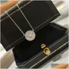 Colliers de pendentif Collier de luxe Soletes Esigner S925 Sterling Sier Shinning Round Zircon Charm Chaîne courte avec Box Party GIF DHB7U