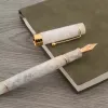 Pennen nieuw merk Jinhao 100 Acryl Fountain Pen Sneeuw Wit Golden #6 EF NIB Spin Stationery Office Office Inkt Pennen