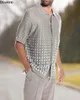 Erkek gömlek takım elbise 3D baskı retro harajuku moda erkekler rahat nefes alabilen yaka kısa kollu gömlekler 2 adet setler izleme 240411