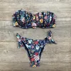 Badkläder baddräkt kvinna 2023 sexig blommig tryck bröstkudde delad badning kvinnor bikinis trend 240418