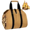 Storage Bags Canvas Firewood Carrier Waterproof Fire Wood Bag Heavy Duty Log Holder For Fireplace Pit Outdoor Camping