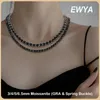 Ewya Full 3456,5 mm Collier de tennis noir pour hommes Femmes S925 Colliers de chaîne de cou en or noir plaqué en argent Gift 240418