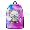 Backpacks Boba Tea Animals Backpack Cute Cat Fox Panda School Bag Children Backpacks Boys Girls Cartoon Bookbag Zipper Knapsack Mochilas