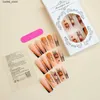 False Nails 24st Pumpkin Printed Fake Nails Halloween Long Coffin Ballet Acrylic Nail Tips för Halloween Manicure Decoration Supplies Y240419 Y240419