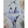 Nuovo costume da bagno cravatta femminile tintura stampata sexy bikini alto costume da bagno diviso