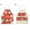 Kids Christmas Tree Apron Kitchen Merry Santa Printing Marons 47x38cm Kids Snowman Deer Pinafore Xmas Cooking Th0394 S