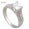 Cluster Rings Gift Silver Color Jewelry CZ Engagement For Women Fashion Jewellery Size 6 7 8 9 10 AR227