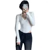 Women's T Shirts Retro Fancy Girl Slim-Fit Long Sleeve Jumpsuit