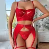 Bras Define Muziskat Spring Ladies Sexy Lingerie Complex Craft Transe-through Mesh Moldura de Malhas Cavalas Eróticas Conjunto de Quatro Peças Apenas Fans