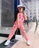 Clothing Sets 2024 Girls' Sexy Short Vest Camisole Color Matching Casual Sweatpants Fashionable Printed Comfortable Two-Piece Suit