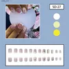 False Nails 24pcs Round Shiny Fake Nails Patch Christmas Snowflake Printed Artificial Nail Tips for Women Lady Gifts Wearable Press on Nail Y240419 Y240419