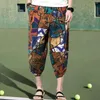 Men's Pants Men Slit Design Casual Retro Style Printed Trousers Print Ethnic Drawstring With Side For