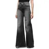 Women's Jeans Women Multi Pockets Button Tassel Fashion Mid-Waist Flare Roupas Feminina