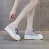 Sapatos casuais xmwrlw Canvas feminina 2024 Spring Autumn Fashion Candy Color Ladies Sneakers High Heels Women Chunky