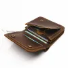 Plånböcker 2023 100% äkta läderplånbok för män manlig vintage galen hästskåp kort bifold mäns handväska med myntficka pengar påse