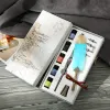 Pens Gradient Color Quill Calligraphy Ink Pen Starry Sky Fountain Dip Pen Feather Set with Empty Ink Bottle