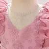 Abiti da ragazza 2024 abiti di lusso rosa abbigliamento da festa dolce abito da ballo per bambini per matrimonio o compleanno pallone floreale gonfio