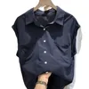 Bloups feminina sem mangas chiffon camisa moda moda mulher blusa 2024 versão coreana de design solto senso de nicho tops