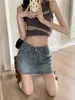 Röcke sexy Frauen hohe Taille Jeans Rock Koreanische Mode Taschen eine Linie mini Sommer weiblich harajuku Vintage Short Jean