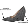Dress Shoes Onlymaker Women Rhinestone Pointed Toe Wedge Heel Pumps Slip On Wedding Office Big Size Lady