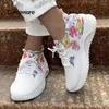 Casual schoenen Comemore Spring herfst breien mesh tennis vrouw non slip wandelschoen 2024 mode dames print platform sneakers