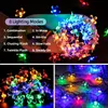 Solar Powered Flower Garland Festoon LED String Fairy Light Outdoor Waterproof for Backyard Garden Lawn Fence Patio Decoration 240411