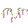 Flores decorativas Flower Vine simulada Rattan Fake String Plastic Wisteria enrolada para decorar