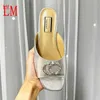 Designer Luxury Double G Slide de brevet Sandale Set Crystal Set Sparkling Sliptware Slip on Sandal Flip Flop Flat Slide Slipper with Box