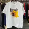 Rhude Hip Hop streetwear berömd designer mens t shirt mode rhude skjorta hög kvalitet kort ärm grafisk tryckt kläder snabb torr rhude skjorta polo t shirt 6373