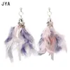 Boucles d'oreilles en peluche cpop longue nature plume pour les femmes géométriques grandes déclarations de résistance aux bijoux de mode Lady Eartrop hiver 2024