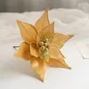 Decorative Flowers 10Pcs Golden Edge Cloth Christmas Artificial For DIY Tree Decoration Wreath Accessories