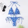 Nuovo pizzo floreale diviso da donna su costume da bagno a triangolo bikini sexy multi-colore