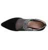 Scarpe casual 2024 Summer puntato di punta Elegante Donne Vestite in pizzo nero Sinestone Spot-On Sandals Sandali Medium Cucca con cerniera Pompe