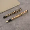 Stylos Jinhao 100 Fountain Pen Calligraphie Hollow Out Pen Spin Golden EF F M NIB Business Office School fournit des stylos à encre