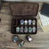 Vintage Storage Box dla zegarek mężczyzn Kobiety 10/12 Slots Watch Organizer Watch Display Case Prezenty Kolekcja biżuterii Prezentna szafka 240416