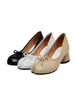 Dress Shoes Women039s Fashion Leather Bowtie Tabi Split Toe Mid Heel Ballet Court Pumps Sandals Real 20211453540