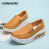 Casual Shoes Women Spring Summer Pu Leather Soft Outrole Work Female Platform Wedges Heels Heels Plus Size Round Head