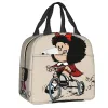 Bolsas Happy Cycling Mafalda Lunch Bail para mujeres Cartoon Coolper Alimento Termal Bolsa de almuerzo aislada Niños Escuela Niños Picnic Bolsas