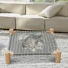 Cooling Elevated Dog Bed Small Wooden Pet for Summer Cat Hammock Beds Indoor Cots Furniture Puppy 240426